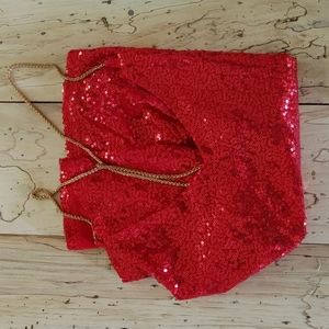 Red Sequin Gold chain tank top